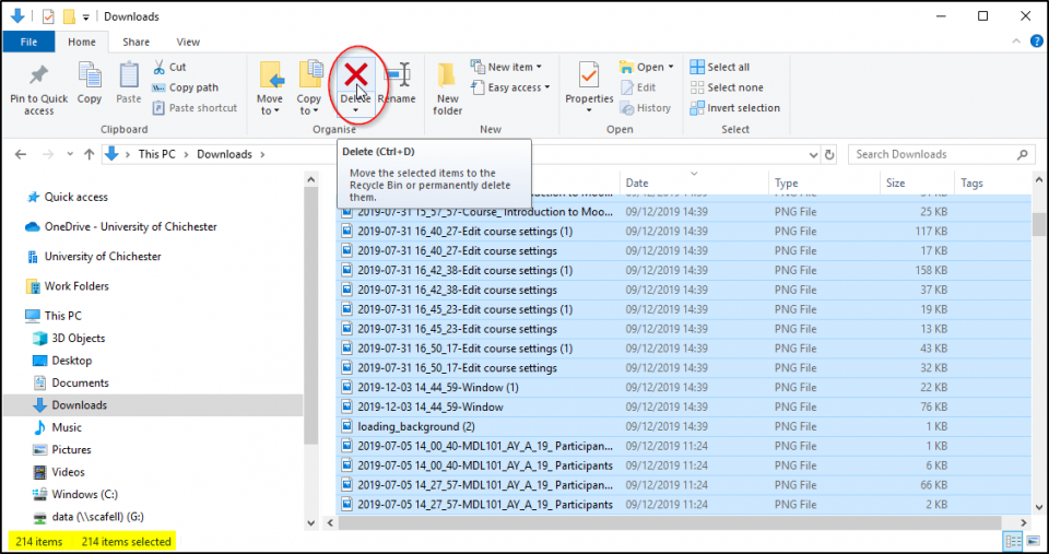 Downloads folder and recycle bin Support and Information Zone
